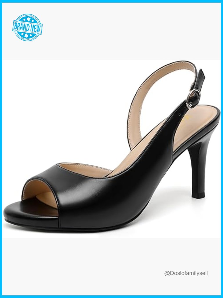 Peep Toe Heels Platform Stiletto Slingback Pumps 3.54 Inch Open Toe Comfortable